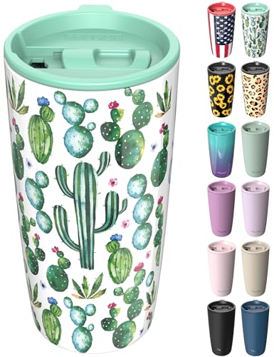 TILUCK 20 oz Insulated Coffee Tumbler with BPA-Free Lid | Travel Coffee Mug, Dishwasher Safe, Cup Holder Friendly, Double-Wall Vacuum Insulation for Hot & Cold Drinks, Cactus - color: Cactus, size: 20 Ounces