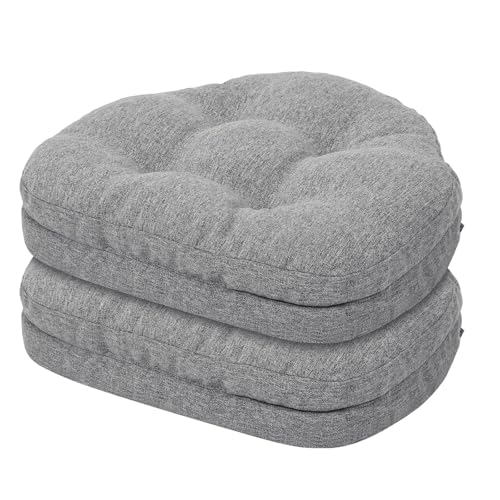 baibu Kitchen Chair Cushions Set of 2, Dual-Layer Patented Design Memory Foam Windsor Seat Pads, Dining Chair Cushions with Ties & Washable Cover, 17x 15.5 x 3.5in, 2 Pack, Grey - color: Grey, size: 2 Count (Pack of 1)