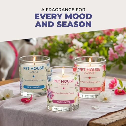 Pet House Candles, Plant-Based, Long Lasting, Pet Friendly Candles for Home, 60 Hour Burn Time - Herb Garden, 9 oz - color: Herb Garden, size: Pack of 1