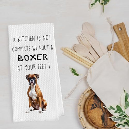 Gqtt Boxer Dog Dish Towels Set - Funny Dog Gifts, Decorative Waffle Weave Kitchen Towels, Hand & Tea Towels (1624 Inches, Set of 2) - color: Boxer Dog