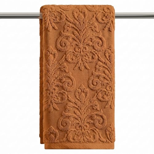 Artoid Mode 1 Pc Caramel 3D Vintage Floral Hand Towels for Bathroom, 100% Cotton Soft Absorbent Bathroom Decor Towels, 13.7 x 29.5 Inch - color: Caramel, size: 13.7" x 29.5", 1PC