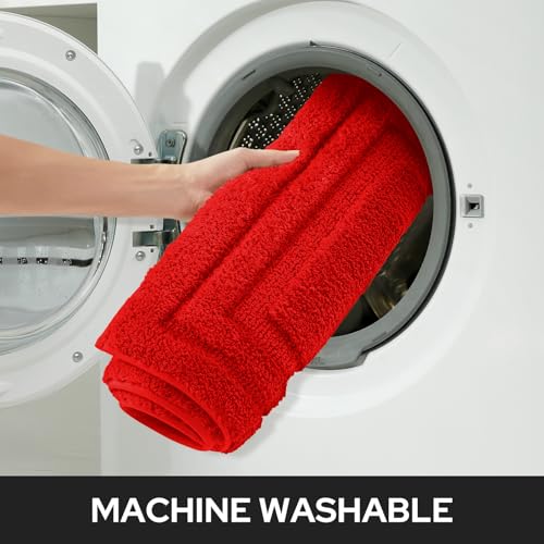 HOMEIDEAS Bathroom Rugs Sets 2 Piece, Super Soft and Absorbent Non Slip Microfiber Machine Washable Bath Mat Set (20" x 32" + 16" x 24", Red) - color: Loop- Red, size: 1'4" x 2'8" (16"x24"+20"x32")