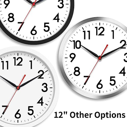 AKCISOT 12 Inch Wall Clock, Silent Battery Operated Analog Clock, White | Office | Kitchen | Living Room | Classroom | Easy-to-read Numbers - color: C_white, size: 12 Inch