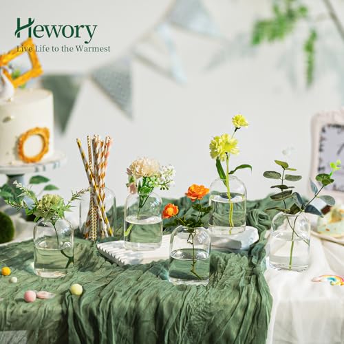Hewory Glass Bud Vases for Flowers: 12PCS Modern Clear Small Vases Bulk | Mini Centerpieces for Wedding, Party, Events, Floral Arrangement for Table, Home Decor, Highball, Simple, Medium Bottle, Jars
