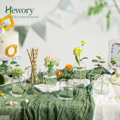 Hewory Glass Bud Vases for Flowers: 12PCS Modern Clear Small Vases Bulk | Mini Centerpieces for Wedding, Party, Events, Floral Arrangement for Table, Home Decor, Highball, Simple, Medium Bottle, Jars