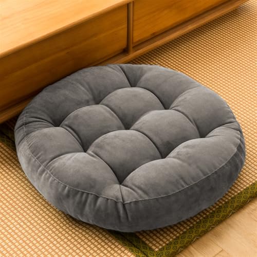SK Studio Meditation Floor Pillow Large Round Seat Cushion for Adults | 17x17 Inch Tufted Corduroy Floor Cushion for Classroom Living Room Yoga, Grey - color: Grey, size: 17"W x 17"L (Pack of 1)