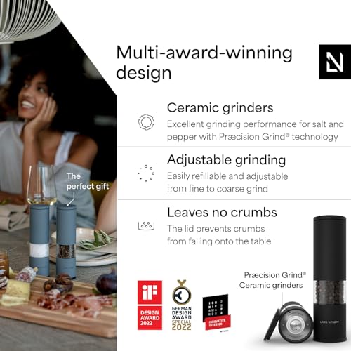LARS NYSØM Salt and Pepper Grinder Set Manual, Stainless Steel Salt and Pepper Mills with Adjustable Ceramic Grinder I Design Spice Shakers (Carbon Black) - color: Carbon Black, size: Set of two manual grinders
