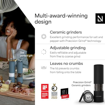 LARS NYSØM Salt and Pepper Grinder Set Manual, Stainless Steel Salt and Pepper Mills with Adjustable Ceramic Grinder I Design Spice Shakers (Carbon Black) - color: Carbon Black, size: Set of two manual grinders