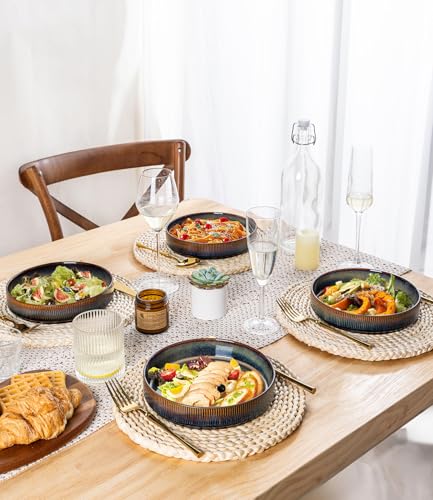 7.5" Ceramic Pasta Bowls Set of 4, Salad Bowls | Versatile Serving Bowls for Pasta, Salad, Fruit & Noodles, Housewarming & Wedding Gift, Cocoa Mocha - color: Cocoa Mocha, size: 7.5 Inch