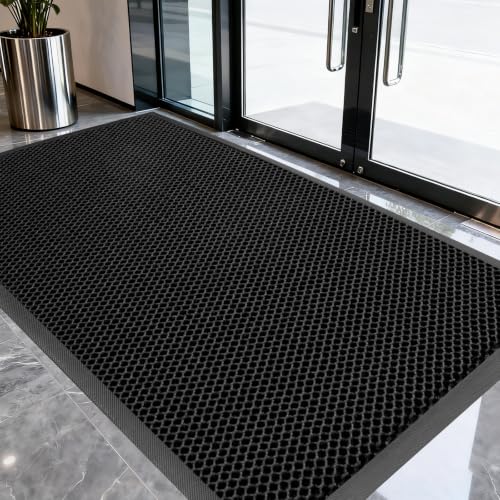 Vicwe Front Door Mat Outside Entrance, 47"x70" Heavy Duty Non-Slip Doormat | Stretch Mesh, Low-Profile, Dirt Trapper Entrance Doormats, Easy Clean, Welcome Mat for Indoor Outdoor Entryway Porch, Black - color: Black, size: 47" x 70"(Rectangular)