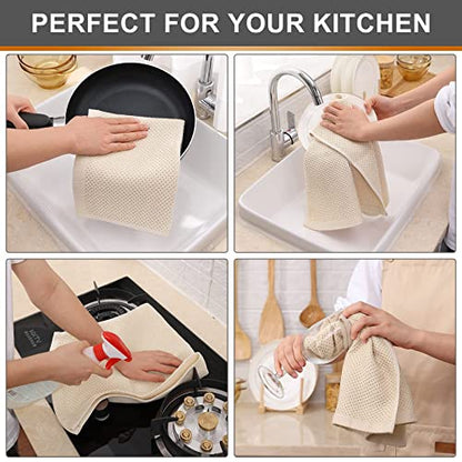 Kitinjoy 100% Cotton Waffle 8-Pack Kitchen Towels, 13" x 28", Beige | Super Soft, Ultra-Absorbent, Fast Drying, lightweight, Quick Drying Kitchen Hand Towels - color: Beige, size: 13 x 28 - 8 Pack