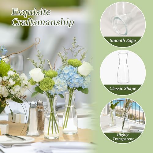 Set of 24 Glass Bud Vases for Centerpieces - Clear Small Flower Vase, Modern Minimalist Cute Mini Decorative Bulk Vases for Wedding Bridal Shower Birthday Party Events Dining Room Table Decor
