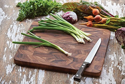 Ironwood Gourmet Oslo End Grain Utility Cutting Board, 14 x 16 Inches, Natural Acacia Wood - size: 15.8"L x 14"W