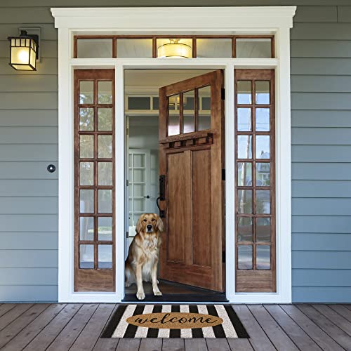 DII Natural Coir Doormat Outdoor Welcome Mat, 17x29, Cabana Stripes - color: Cabana Stripes