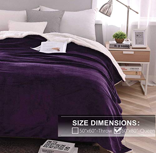 NANPiper Sherpa Blanket - Twin Size Thick Velvet Plush Reversible Bed Blanket for Winter - Purple (60"x80") - color: Purple, size: Twin