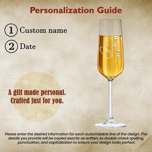 Personalized Champagne Flutes – Vertical Name Engraved Wedding Glasses, Custom Champagne Flute for Bride and Groom, Modern Wedding Toast Glasses - (Champagne Flutes-D2) - color: Champagne Flutes-D2