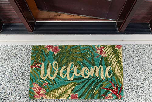 DII Natural Coir Doormat Outdoor Welcome Mat, 17x29, Tropical - color: Tropical