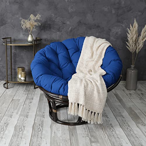 Sorra Home Tufted Papasan Cushion - Bucket & Moon Chair Comfy Round Cushion - Floor Pillow with Plush Foam for Indoor Furniture (Frame Not Included) - Blue - 48" x 48" x 4" - color: Blue, size: 48 in x 48 in x 4 in