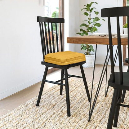 GOFORIT Memory Foam Cushion，Square Seat Cushions for Dining Chairs,Non-Slip Chair Pads with Removable Cover, 16'' x 16'', Yellow - color: Yellow