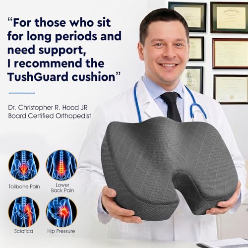 Seat Cushion - Memory Foam Sitting Pillow for Office Chair, Car Seat, Airplane, Bleacher - Sciatica & Hip & Coccyx Pain Relief Desk Chair Cushion for Long Sitting Office Workers, Car Drivers | for Car Seat, Airplane, Desk Chair - Sciatica & Hip & Coccyx P