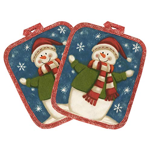 Kitchen Towel 5 Piece Linen Set 2 Towels 2 Pot Holders 1 Oven Mitt (X-Snowman) - color: X-snowman