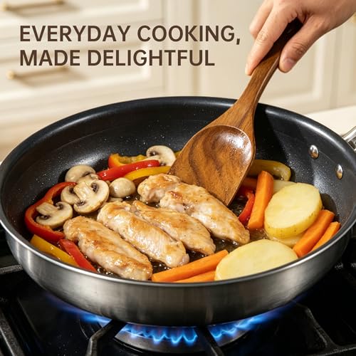 8 PCS Natural Acacia Wooden Utensil Set Wooden Spoons for Cooking | Non-Toxic Acacia Wood, Nonstick Safe, Sturdy Easy to Clean, Includes Holder & Spoon Rest, Great Kitchen Gift - size: 8 PCS SET