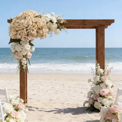 Kimura's Cabin 6pcs Hydrangea Artificiales Flowers Faux Hydrangeas,Cream | Silk Fake Hydrangea with Stems,Wedding Party Bouquets Arrangements,Autumn Home Table Centerpieces,Farmhouse Garden Decor - color: Beige