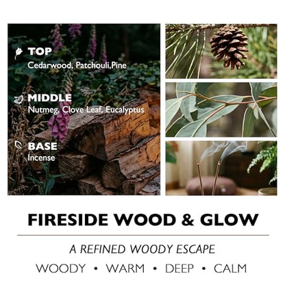 HomeLights Scented Candles - Large Jar Aromatherapy, Natural Soy Wax, 130 Hour Long Burning, Fireside Wood & Glow - color: Fireside Wood & Glow