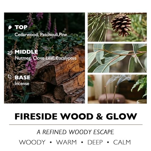 HomeLights Scented Candles - Large Jar Aromatherapy, Natural Soy Wax, 130 Hour Long Burning, Fireside Wood & Glow - color: Fireside Wood & Glow