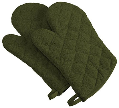 DII Basic Terry Collection 100% Cotton Quilted, Oven Mitt, Sage, 2 Piece - color: Sage, size: Oven Mitt