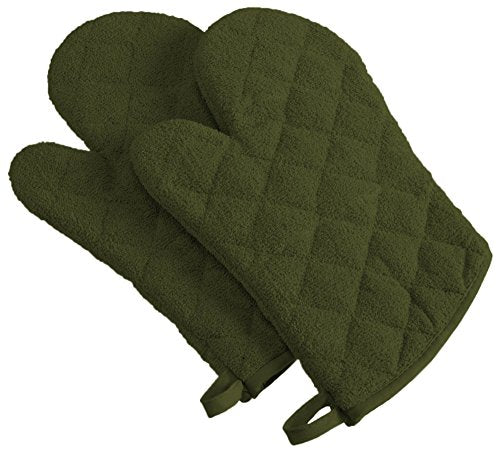 DII Basic Terry Collection 100% Cotton Quilted, Oven Mitt, Sage, 2 Piece - color: Sage, size: Oven Mitt