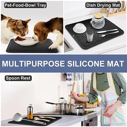 Walfos Large Silicone Trivet 16x12 Inch, Trivets for Hot Pots and Pans, Heat Resistant Pot Holders Hot Pads for Kitchen Quartz Countertops, Hot Dishes - style: 16x12in, 1 Black XXL Trivet