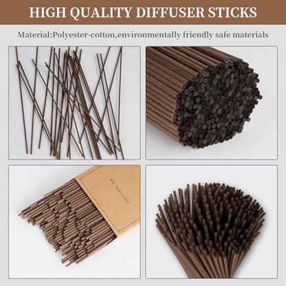 130pcs Reed Diffuser Sticks-10inch Brown Fiber Sticks Reed Sticks Essential Oil Aroma Diffuser Reeds Aroma Fragrance Refills(Brown10in/25cm) - color: Brown Colors, size: 3mm x 25cm (130pcs)