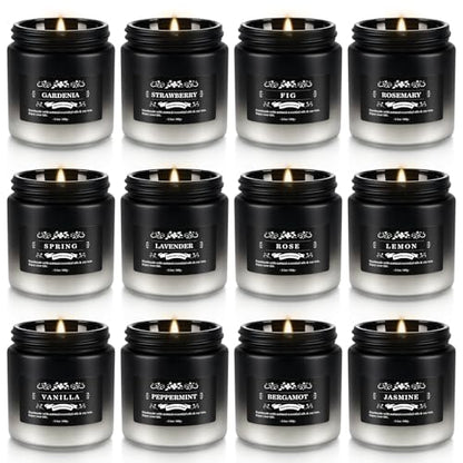 12-Pack Scented Candles Set - Men Candles for Home Scented, 3.5oz Soy Wax, Long Lasting Candle, Soy Candle Gifts Set for Men, Birthday, Valentine, Christmas, Anniversary Present - color: 12Pack-Black gradient