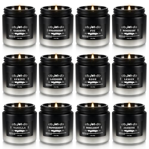 12-Pack Scented Candles Set - Men Candles for Home Scented, 3.5oz Soy Wax, Long Lasting Candle, Soy Candle Gifts Set for Men, Birthday, Valentine, Christmas, Anniversary Present - color: 12Pack-Black gradient
