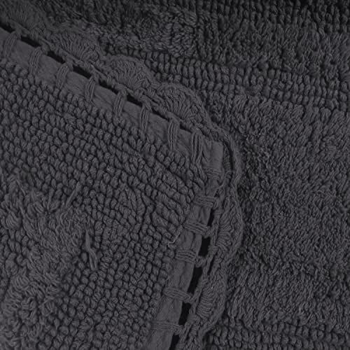 Home Weavers Casual Elegance Reversible Bathmat 100% Cotton Bathroom Rugs Set, Washable Rug, Extra Soft and Absorbent Bath Rug, Kitchen Mat, Bath Mat Set, Non Slip Mat, 2 Piece Set(S+M), Gray - color: Grey, size: 1'9" x 2'10" (Rectangular)