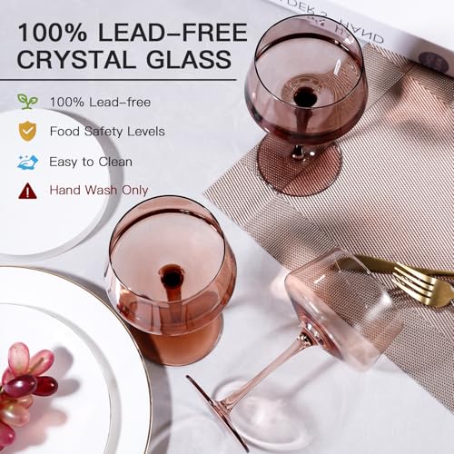 JOVGANK Amber Coupe Glasses Set of 6, Hand Blown Brown Martini Glasses 13Oz, Champagne & Cocktail Luxury Coupe Glasses, Bar Manhattan Glass, Mother's Day Gift for Espresso Martini Glass - color: Classic-Venus