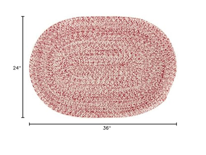 Super Area Rugs Farmhouse Braided Rug Cotton Kitchen Reversible Carpet, Red & White, 2' X 3' Oval - color: Red & White, size: 2' x 3' (Oval)