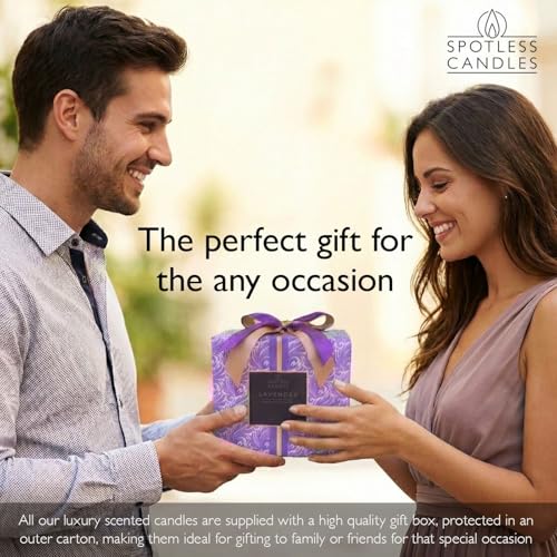 Lavender Candle 19oz Volcano Jar with Wooden Wick Upto 75 Hours Burn Time in a Large 4" x 5" Solid Purple Glass Jar in a Luxury Gold Foil Gift Box - color: Lavender 19, size: 19oz