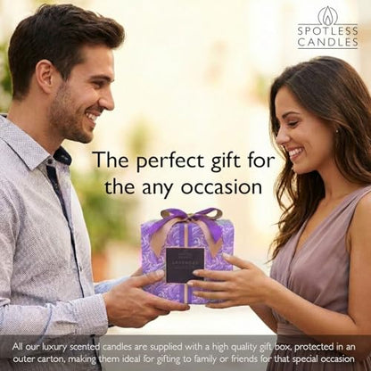 Lavender Candle 19oz Volcano Jar with Wooden Wick Upto 75 Hours Burn Time in a Large 4" x 5" Solid Purple Glass Jar in a Luxury Gold Foil Gift Box - color: Lavender 19, size: 19oz