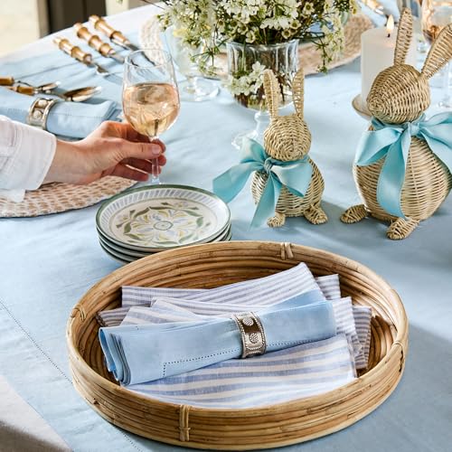 Solino Home 100% Linen Napkins Blue, Classic Hemstitch 20 x 20 in, Set of 4 | Cloth Napkins for everyday meals and hosting | soft plain weave, artisan crafted | Sky Blue | Pure Linen | OEKO-TEX Certified - color: 09: Sky Blue, size: 20" x 20" (Set of 4)