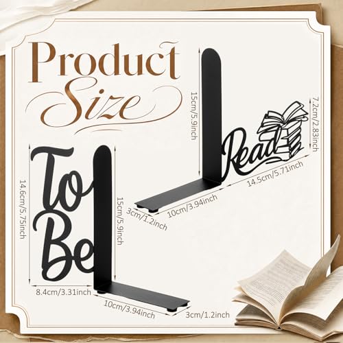 Sintuff 2 Pcs Metal Bookends to Be Read Book Ends for Shelves Decorative Bookshelf Hollow Letter Bookends Home Library Office School Desk Bookshelf Decor for Back to School Book Lovers Gift - style: To Be Read