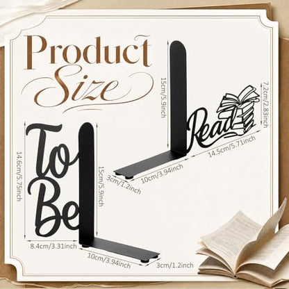 Sintuff 2 Pcs Metal Bookends to Be Read Book Ends for Shelves Decorative Bookshelf Hollow Letter Bookends Home Library Office School Desk Bookshelf Decor for Back to School Book Lovers Gift - style: To Be Read