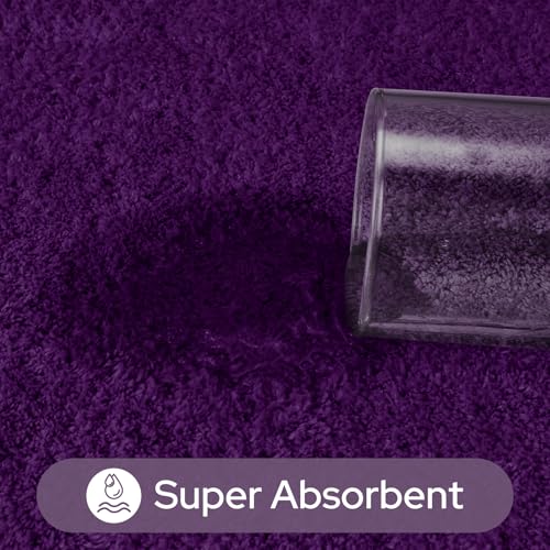 HOMEIDEAS Upgraded Bathroom Rugs Set 3 Piece, Ultra Soft Memory Foam Bath Mats, Super Absorbent Non Slip Washable U-Shaped Toilet Bath Rug (Purple, 17"x24"+20"x32"+U-Shaped 20"x24") - color: Purple