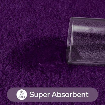 HOMEIDEAS Upgraded Bathroom Rugs Set 3 Piece, Ultra Soft Memory Foam Bath Mats, Super Absorbent Non Slip Washable U-Shaped Toilet Bath Rug (Purple, 17"x24"+20"x32"+U-Shaped 20"x24") - color: Purple
