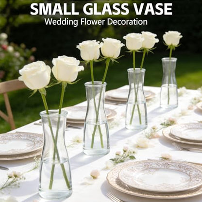 24 Set Glass Bud Vases for Centerpieces Small Clear Flower Vase Modern Decorative Vases Mini Clear Bud Vases Mini Decorative Bulk Vase for Bridal Shower Wedding Birthday Party Dining Table Decor