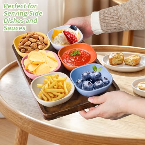 SHECIPIN 12 Pack Wheat Straw Soy Sauce Dishes, 4.5 OZ Small Dessert Bowls, Unbreakable Dipping Bowls, Small Bowls, Dipping Sauce Cups, Mini Prep Bowls, Dip Bowls for Side Dish (colorful - color: Multicolor