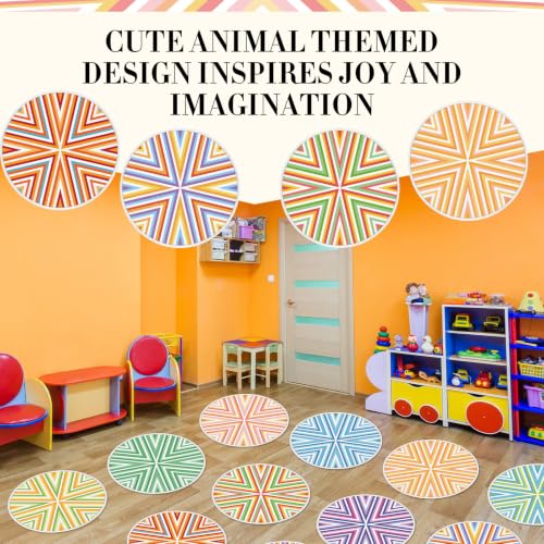 12 Pcs Carpet Circle Seats, 15 Inch Round Classroom Rug, Non Slip Corner Floor Cushion Mat, Circle Time Rug for Living Room, Learning, Playing Areas, Story Time, Group Activity (Kaleidoscope) - style: Kaleidoscope