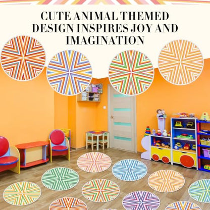 12 Pcs Carpet Circle Seats, 15 Inch Round Classroom Rug, Non Slip Corner Floor Cushion Mat, Circle Time Rug for Living Room, Learning, Playing Areas, Story Time, Group Activity (Kaleidoscope) - style: Kaleidoscope