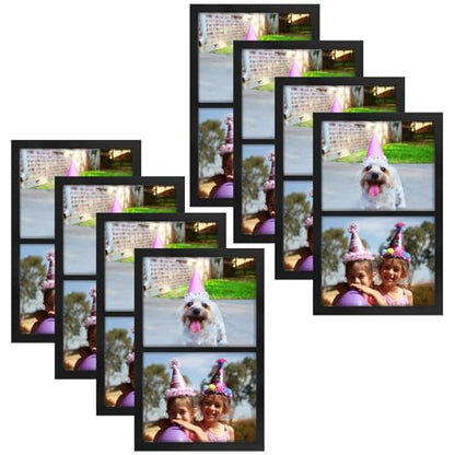 Golden State Art, 8x10 Double Picture Frame, Display Two 8x10 Photos(Black) | Solid Wood- Real Glass for Wall Mounting (Black, 8 Pack) - color: Black, size: 2 Openings 8x10 (8 Pack)